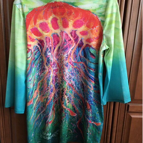 Colorful beach/swim cover up, sz M by Leoma Lovegrove - Picture 5 of 7